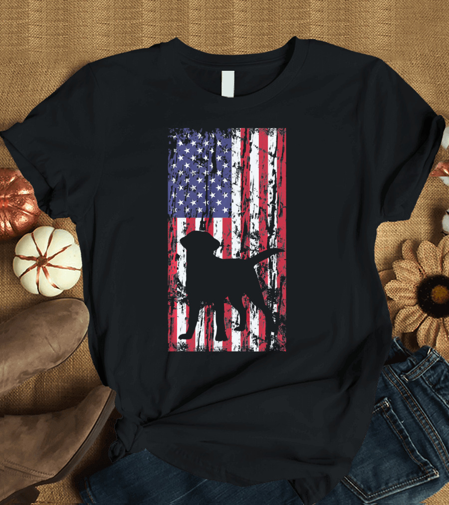 Labzilla Labrador Retriever American Flag T-Shirt