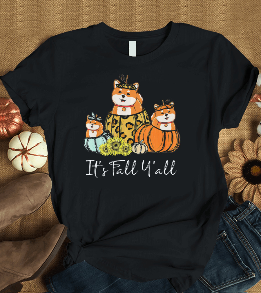 It's Fall Y'all Akita Dog Pumpkin Thanksgiving Day T-Shirt