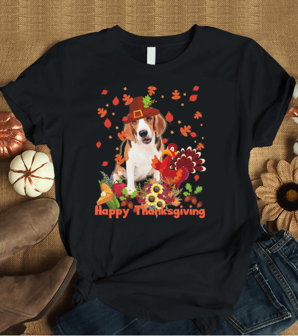 T-Shirt: Happy Thanksgiving Beagle Dog Lover Fall Leaves Cornucopia Turkey T-Shirt Happy Thanksgiving Beagle Dog Lover Fall Leaves Cornucopia Turkey T-Shirt