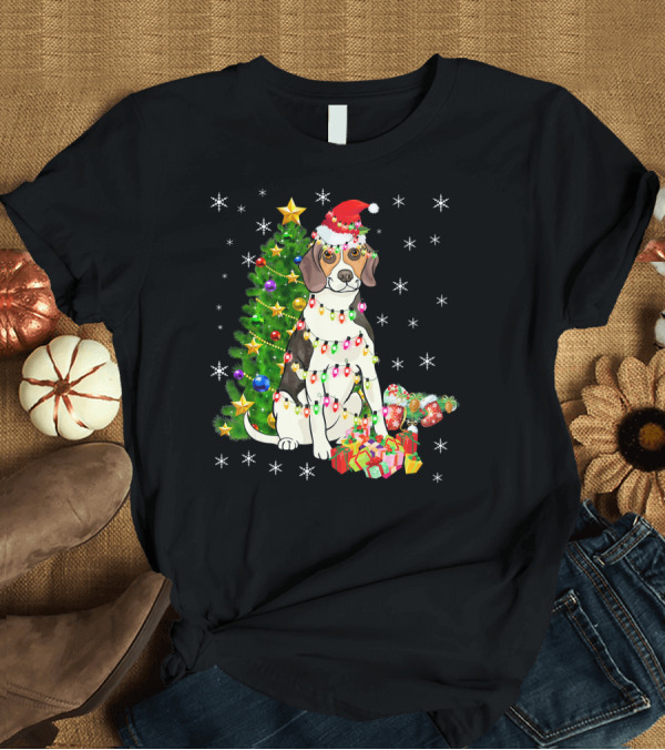 T-Shirt: Beagle Christmas Lights Santa Hat Costume Tree and Presents T-Shirt Beagle Christmas Lights Santa Hat Costume Tree and Presents T-Shirt