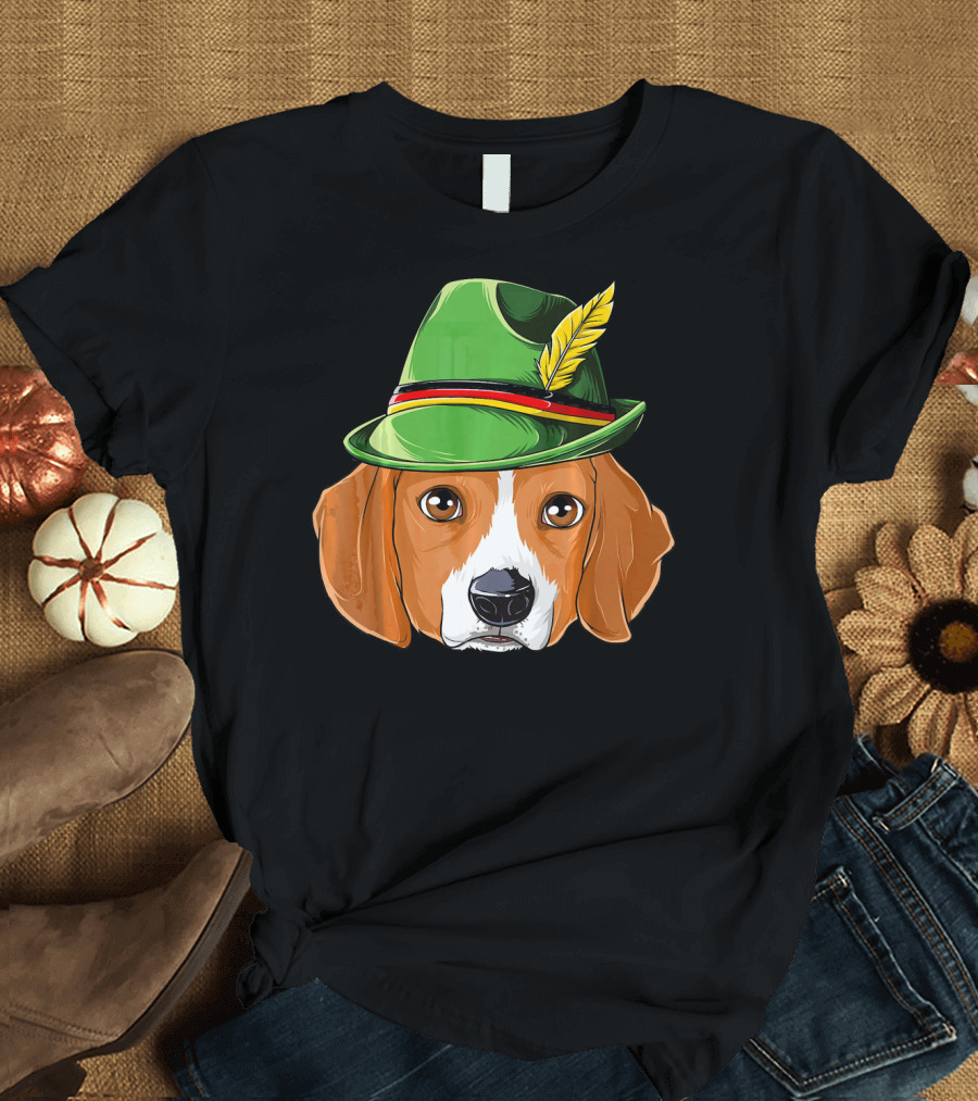 Beagle in Oktoberfest Hat Kids Boys Led T-Shirt