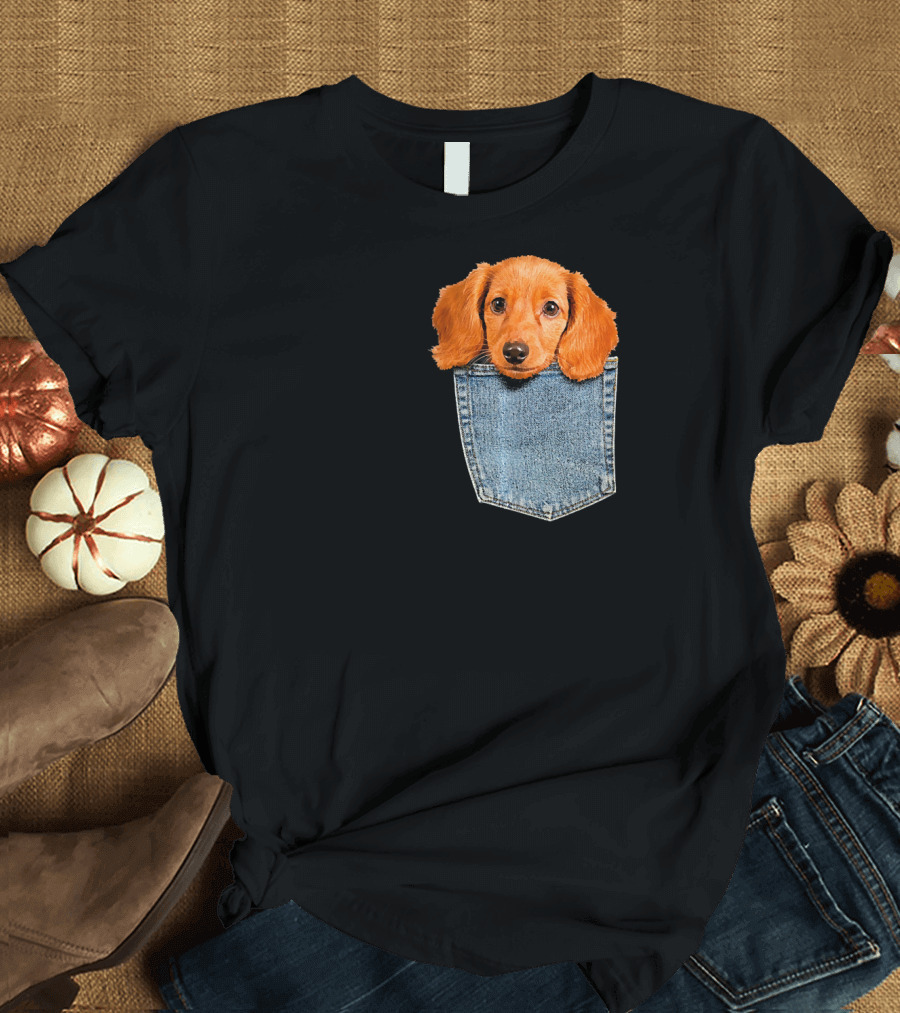 Beagle in My Pocket Cute Puppy Dac Adorable Puppy Denim Pocket T-Shirt