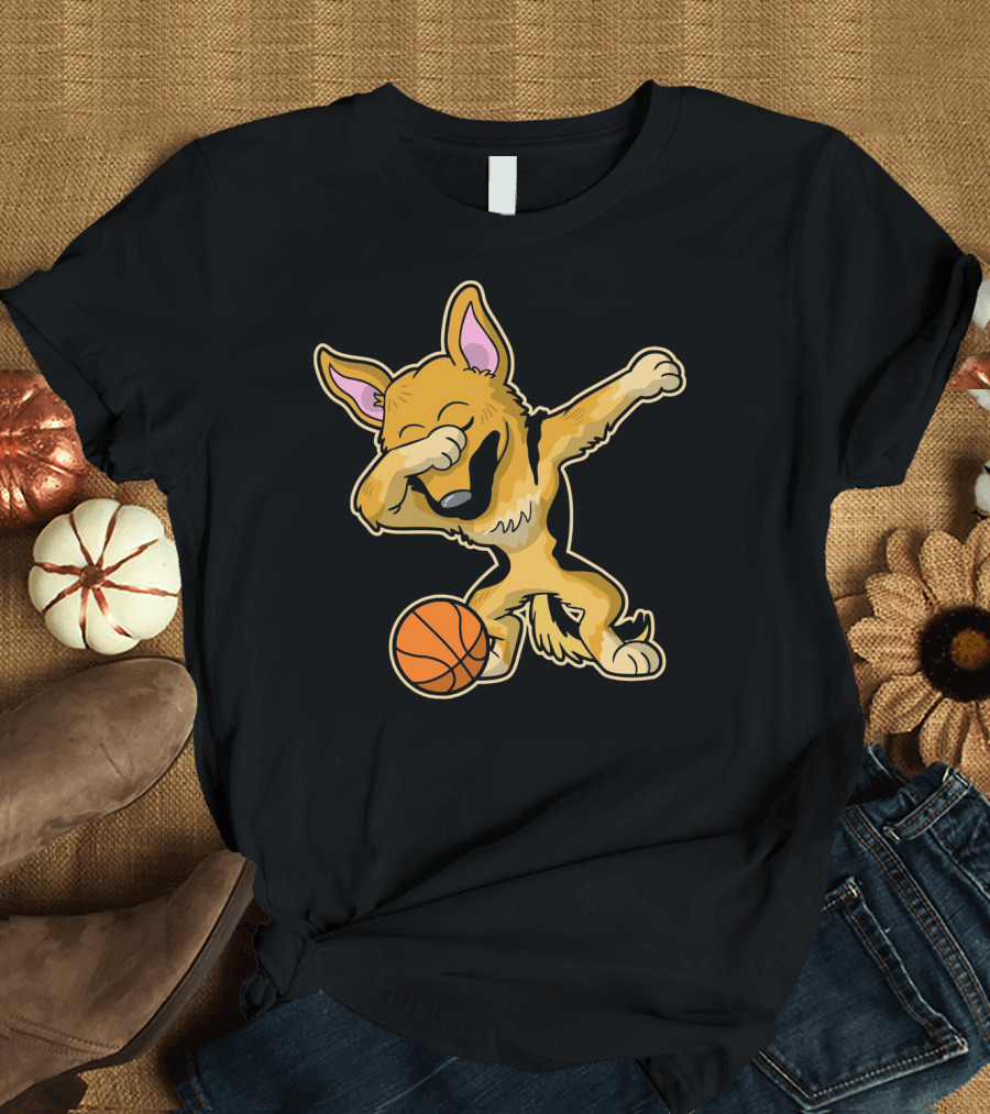 German Shepherd Dog Dabbing with Basketball T-Shirt