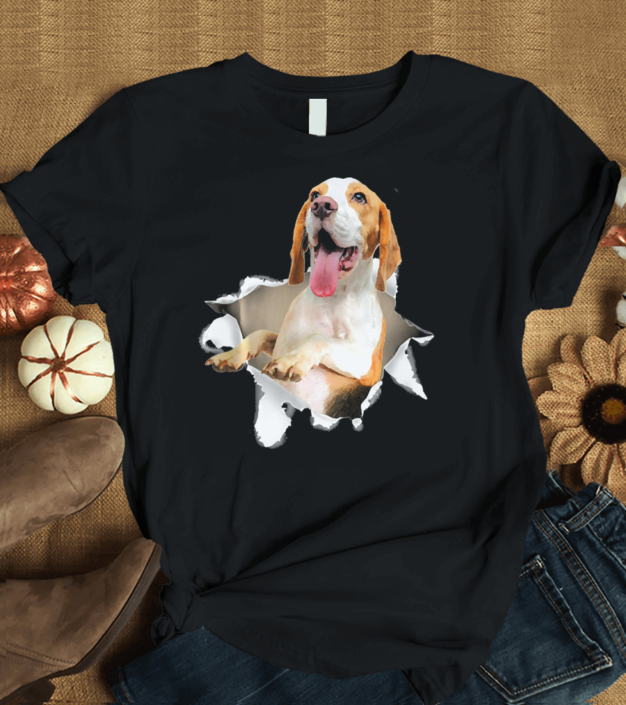 Beagle Mid Torn Inside Hole Dog T-Shirt