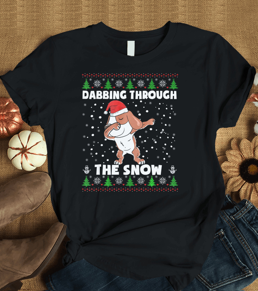 Dabbing Through The Snow Beagle Ugly Christmas T-Shirt