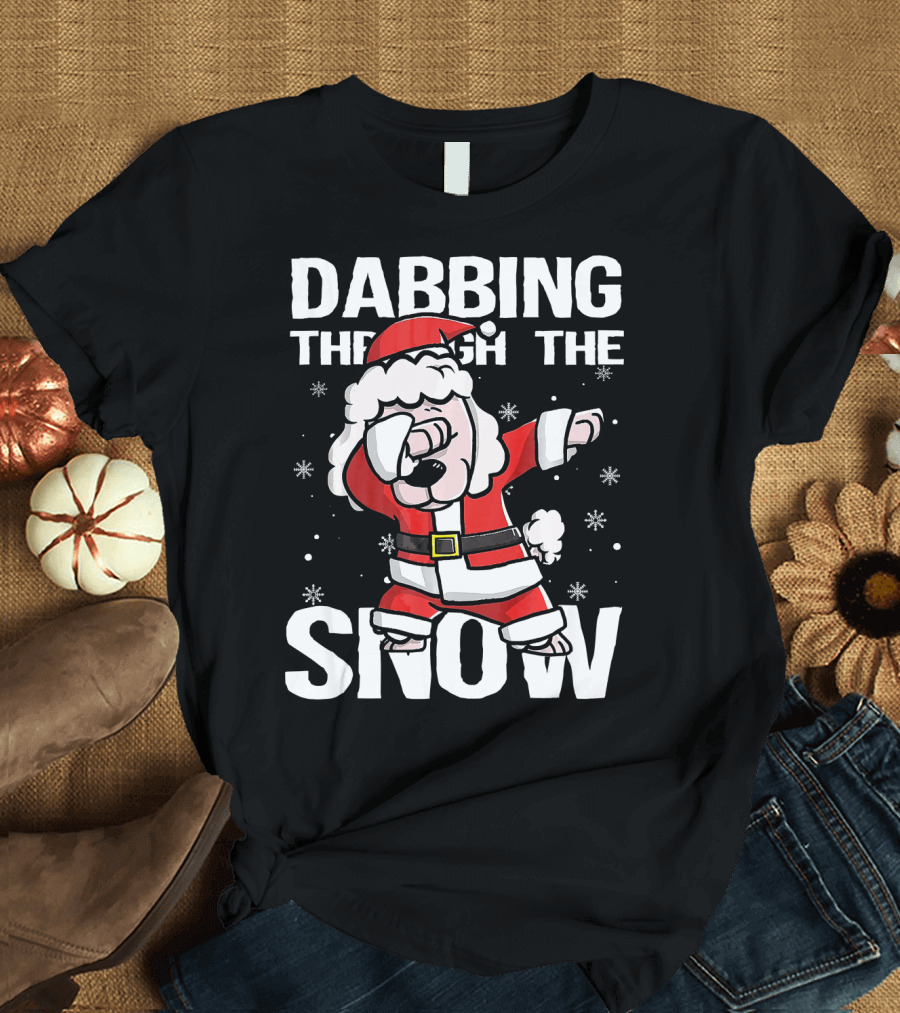 Dabbing Through the Snow Christmas Poodle Santa Claus T-Shirt