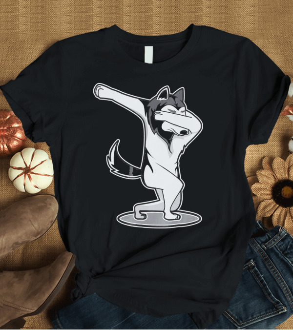 T-Shirt: Husky Puppy Dabbing Dance T-Shirt Husky Puppy Dabbing Dance T-Shirt