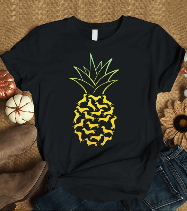 T-Shirt: Cute Dachshund Pineapple Dog Paw T-Shirt Cute Dachshund Pineapple Dog Paw T-Shirt