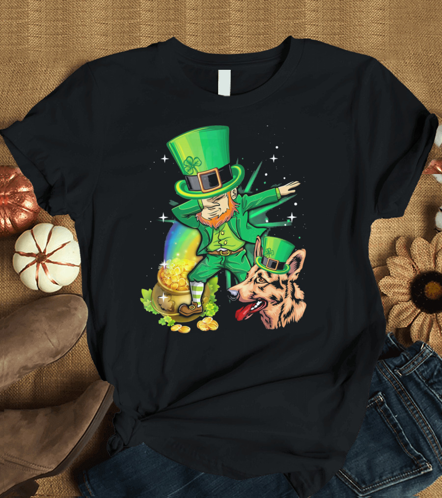 Dabechaun German Shepherd Leprechaun Pot of Gold St. Patrick's Day T-Shirt