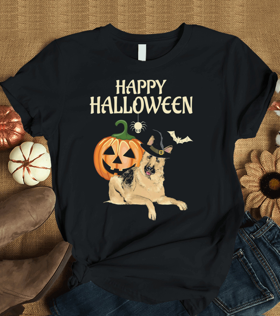 Happy Halloween German Shepherd Pumpkin Dog T-Shirt
