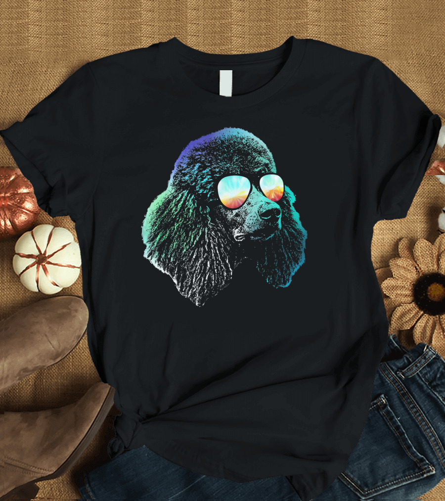 Disco Groovy Poodle Dog with Psychedelic Sunglasses T-Shirt
