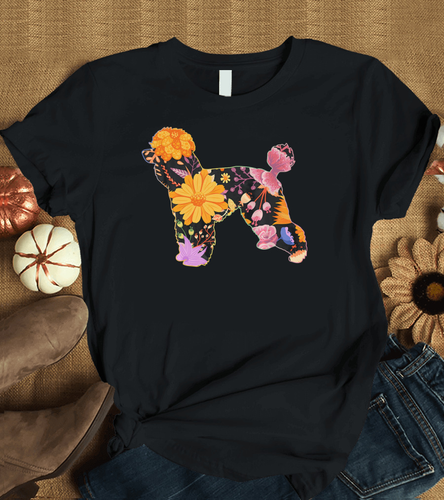 Floral Flower Vintage Retro Toy Poodle T-Shirt