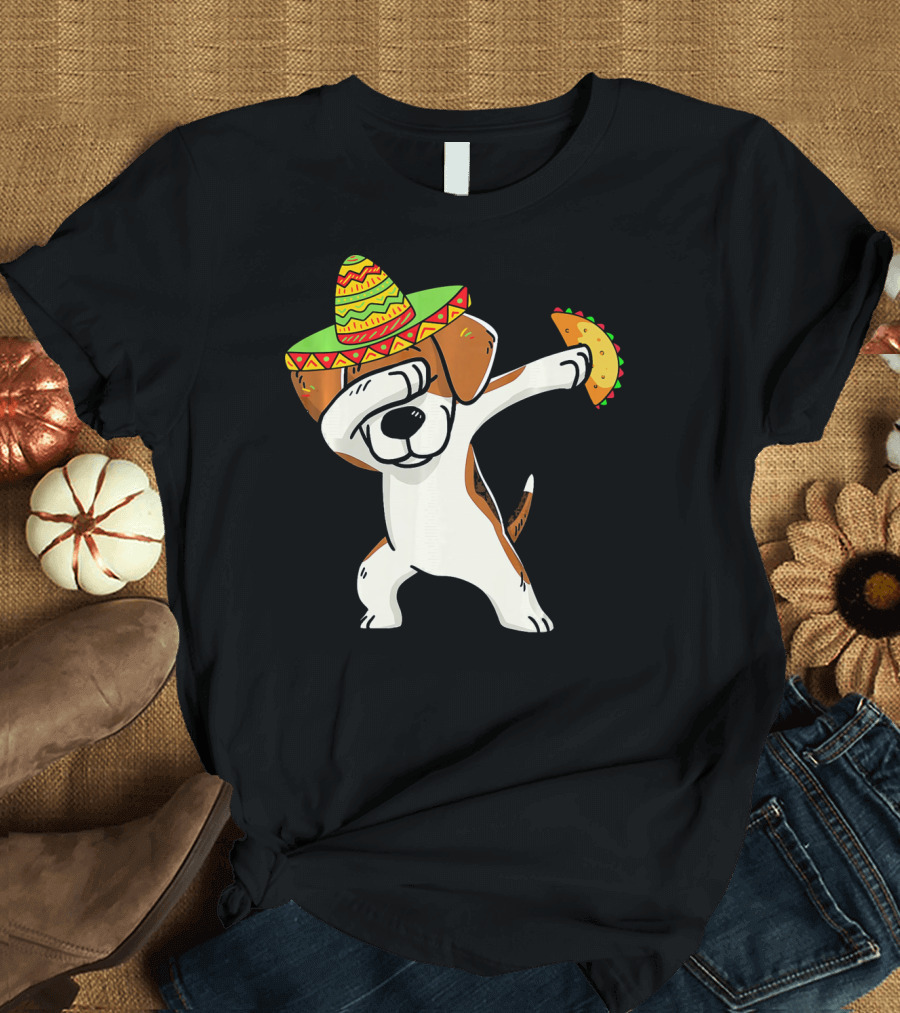 Beagle Dabbing with Taco Sombrero Cinco De Mayo T-Shirt