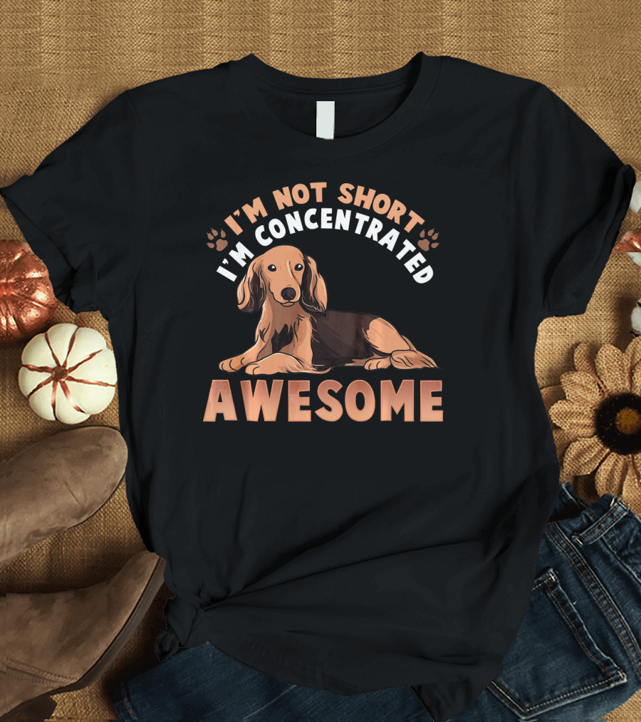 I'm Not Short I'm Concentrated Awesome Dachshund Funny Brown Wiener Dog T-Shirt