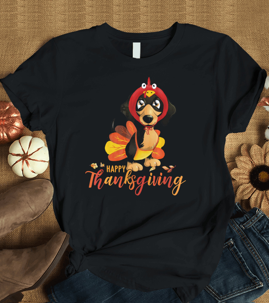 Happy Thanksgiving Dachshund Turkey Costume T-Shirt