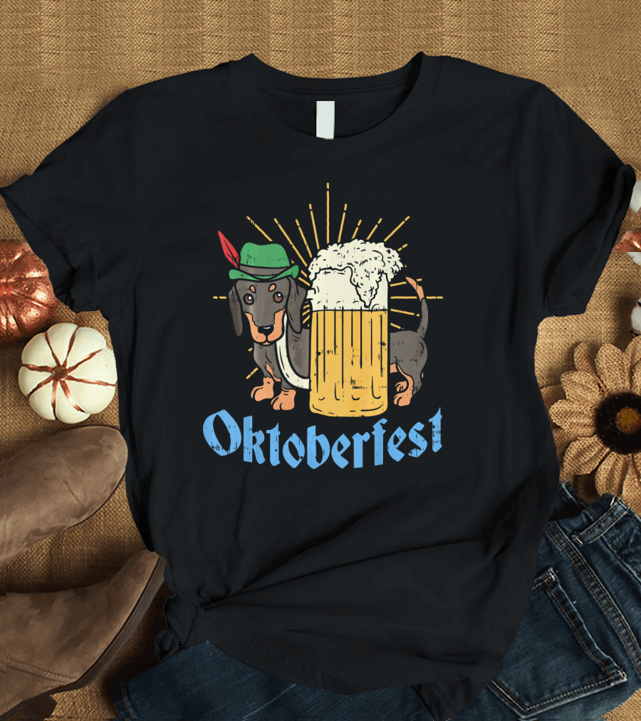 Oktoberfest Dachshund with Beer Mug and Hat T-Shirt