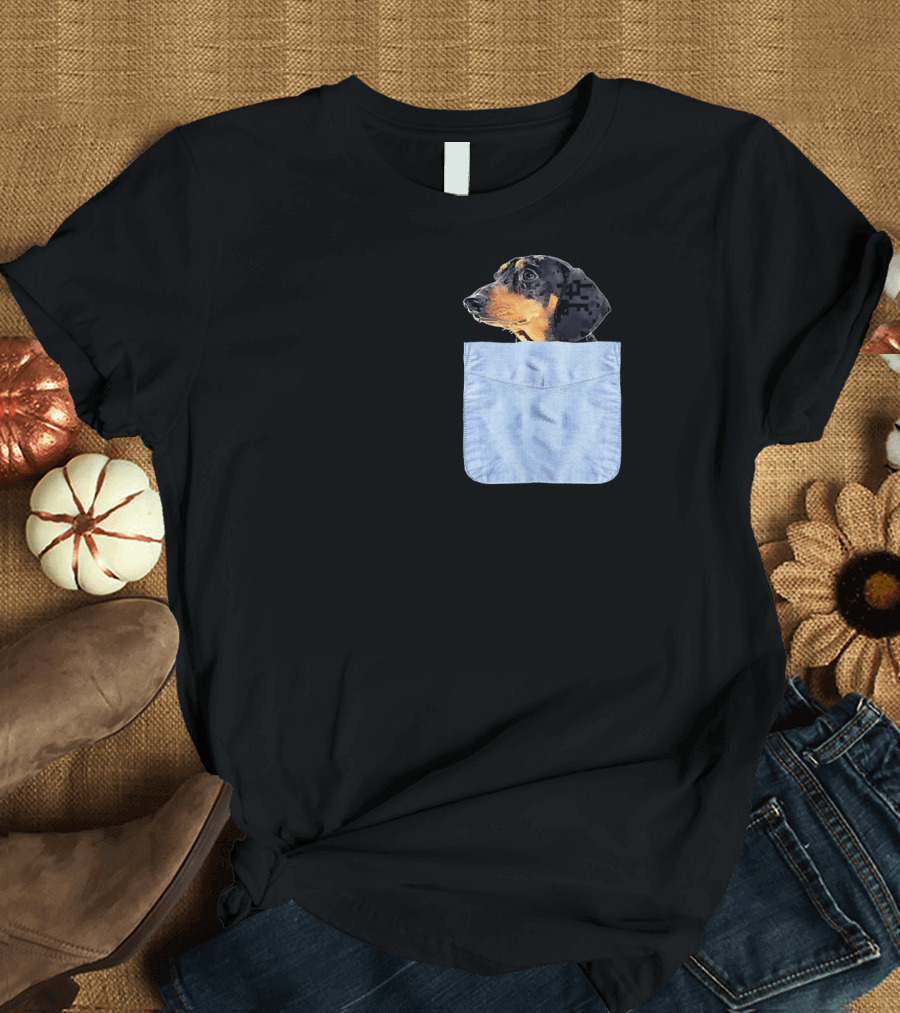 Dachshund in Your Pocket Dachshu Black and Blue Dog T-Shirt