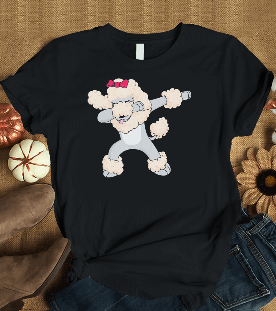 Dabbing Poodle with Red Bow for Poodle Dog Fans T-Shirt