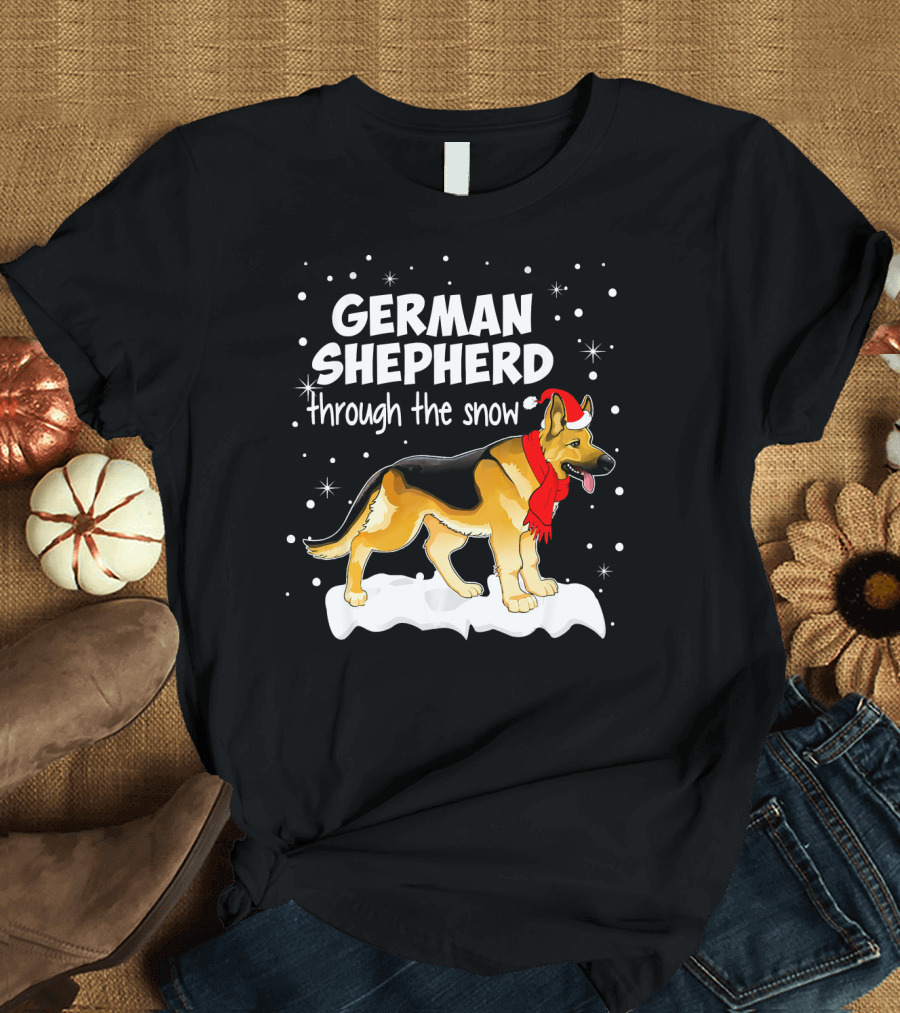 German Shepherd Through the Snow Funny Idea T-Shirt