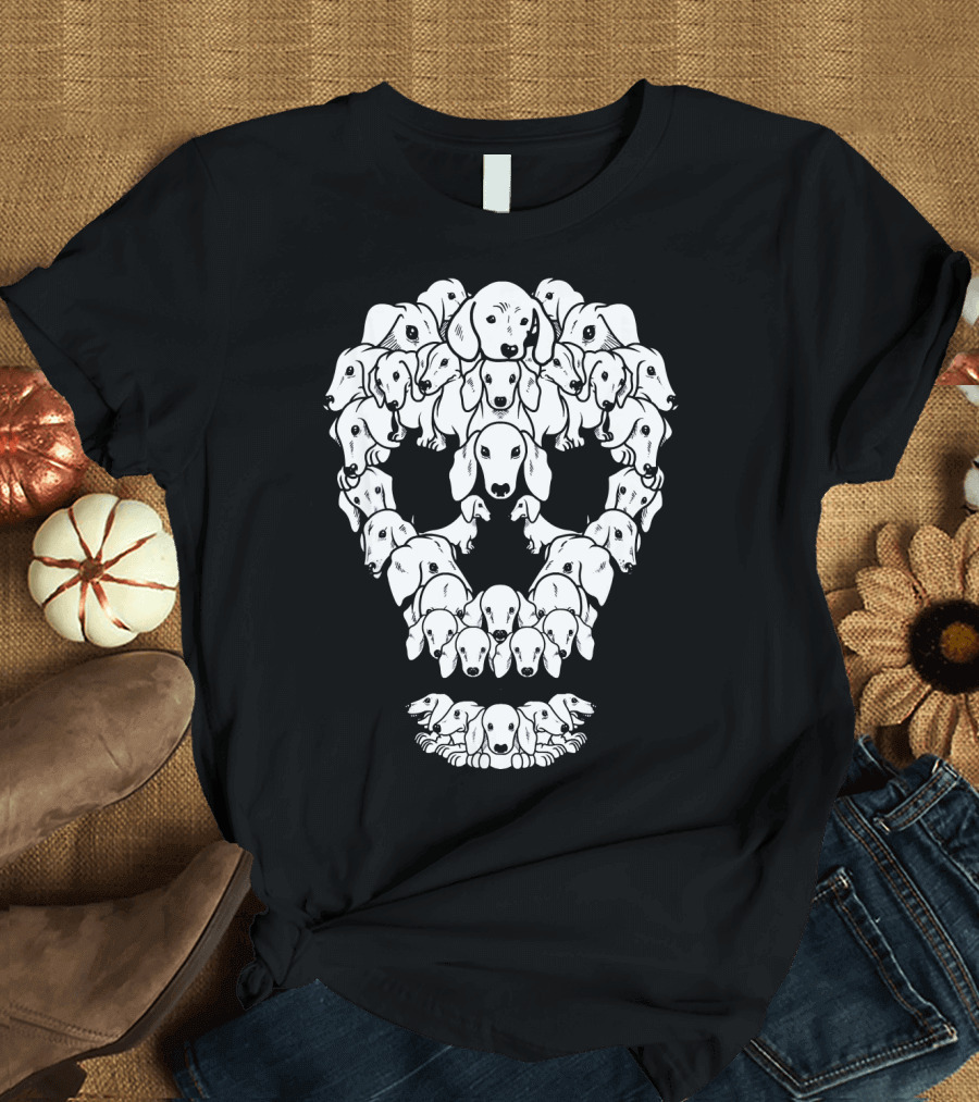 Dachshund Sugar Skull Dia De Los Muertos Dog Face T-Shirt