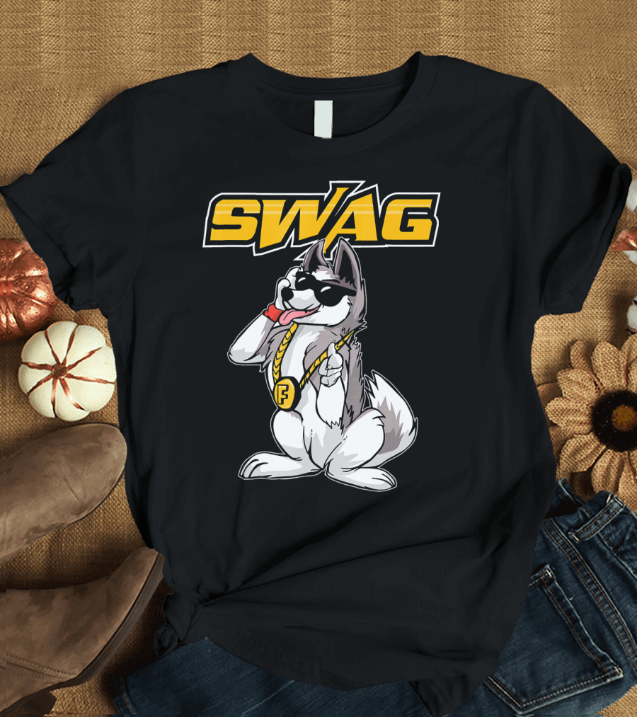Furry Swag Husky with Sunglasses and Chain T-Shirt