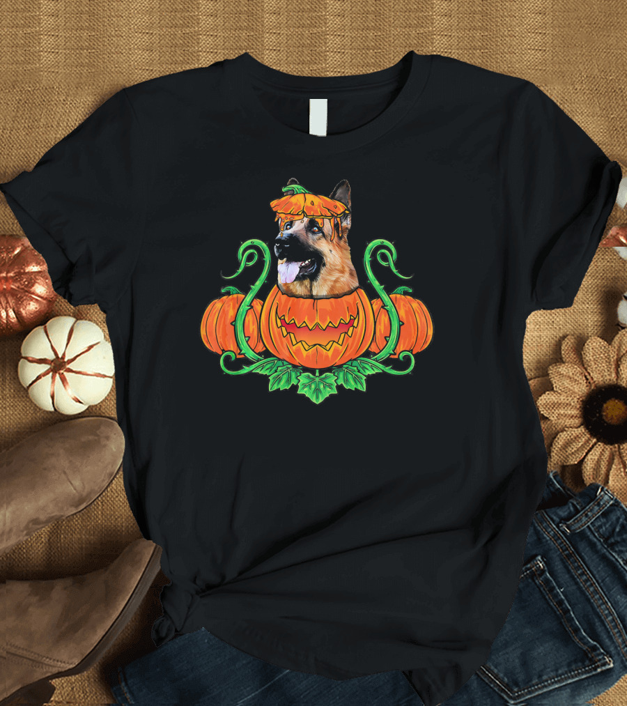 German Shepherd Pumpkin Halloween Costumes Dog T-Shirt