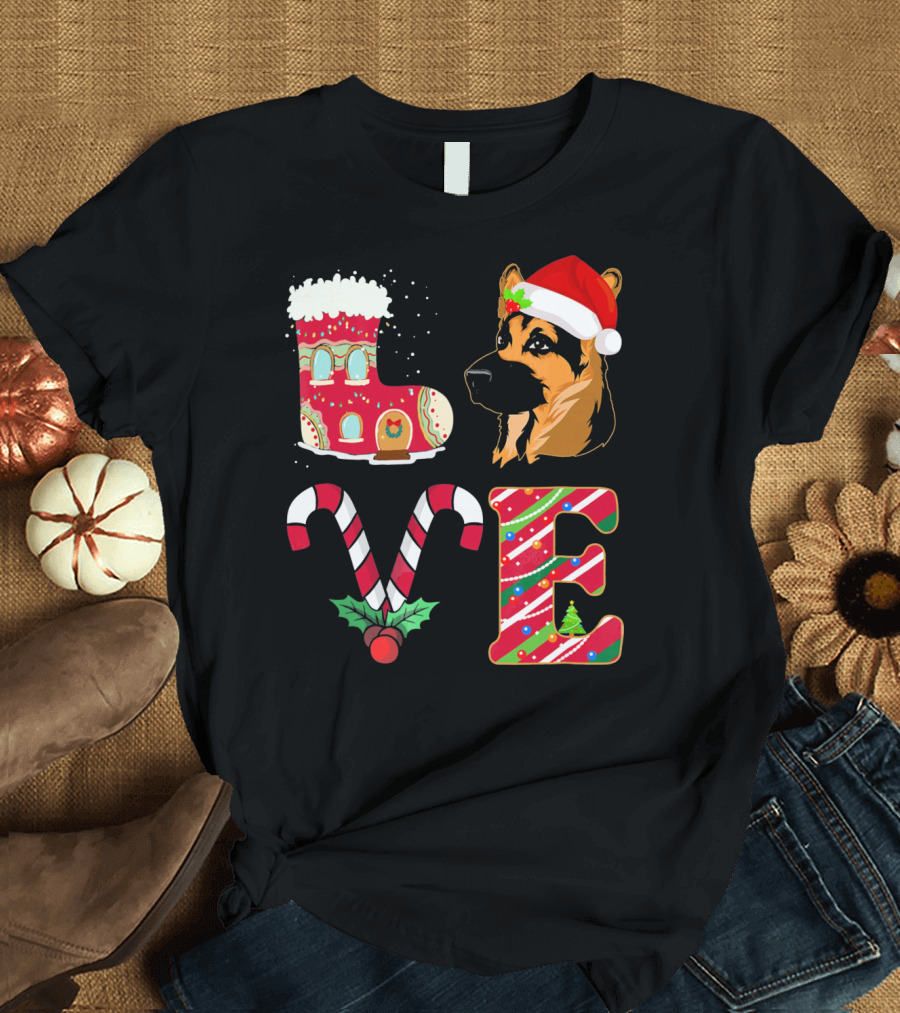 Christmas Love My German Shepherd T-Shirt