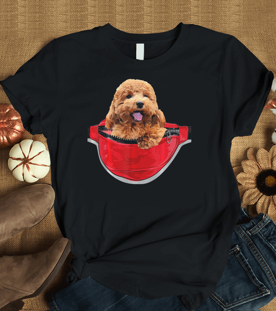 Funny Poodle Dog Lover in Red Waist Pack Pocket T-Shirt