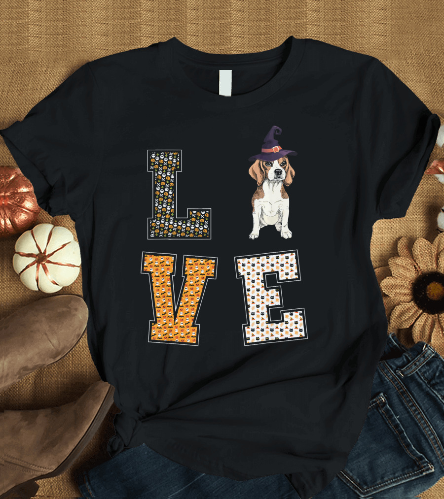 LOVE Beagle Halloween Hat T-Shirt