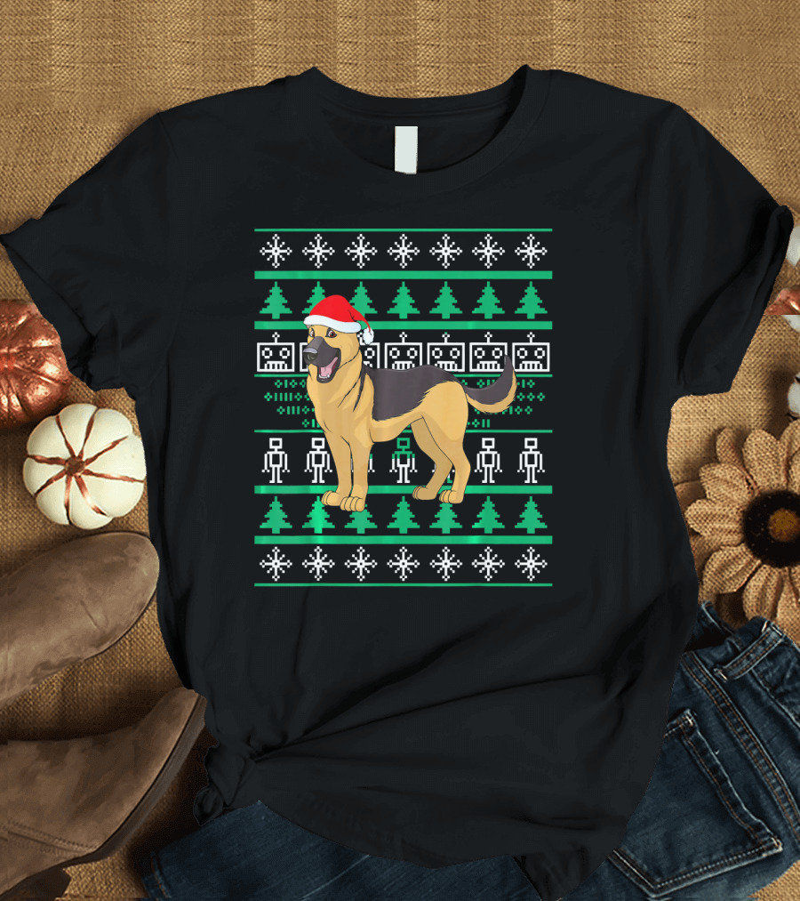 German Shepherd Christmas Funny Xmas Ugly T-Shirt