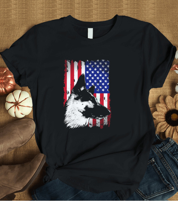 T-Shirt: German Shepherd Military K9 USA Flag Patriotic Longevity T-Shirt German Shepherd Military K9 USA Flag Patriotic Longevity T-Shirt
