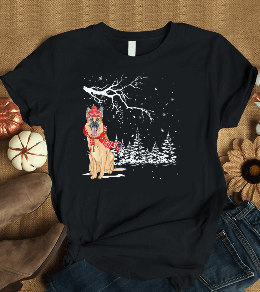 German Shepherd Dog Snow Winter Wonderland T-Shirt
