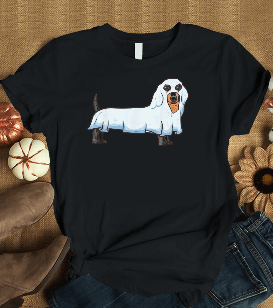 Ghost Dachshund Spooky Wiener Dog Halloween Fun T-Shirt