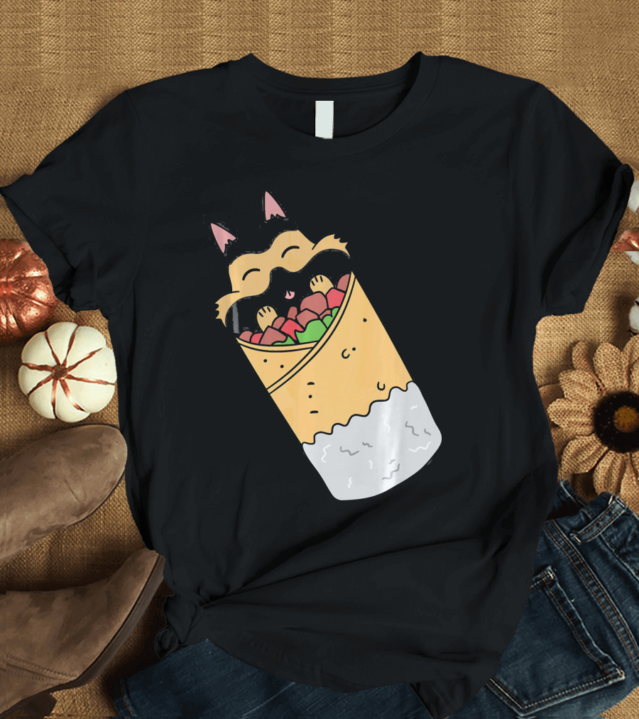 German Shepherd Wrapped Mexican Burrito Funny Dog Face T-Shirt