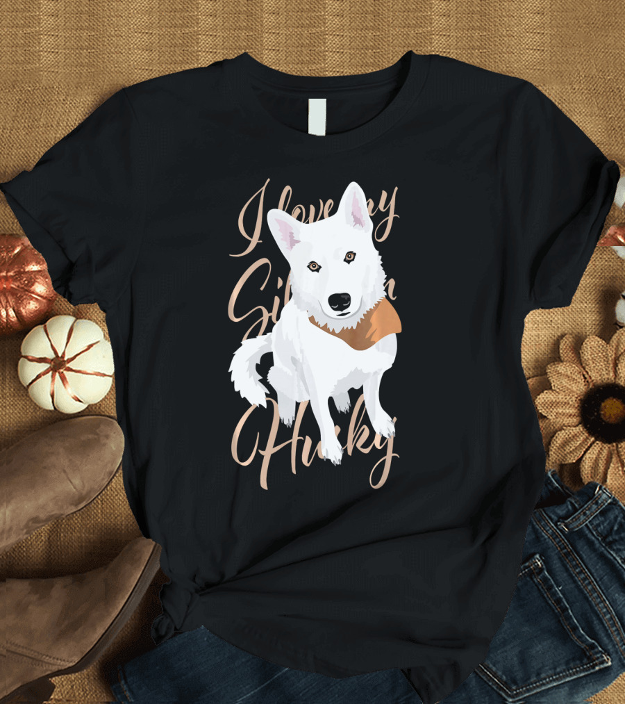 I Love My Siberian Husky White Brown Eyed T-Shirt