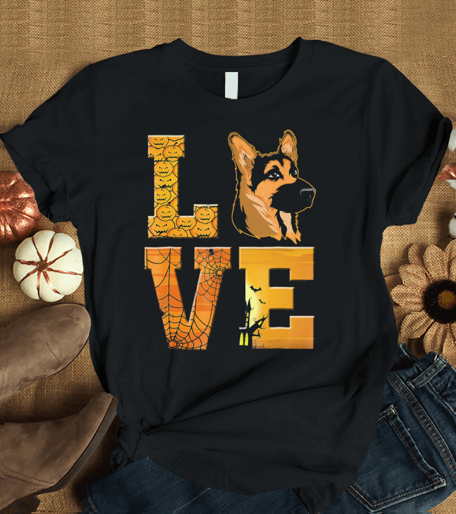Love German Shepherd Halloween Pumpkins T-Shirt