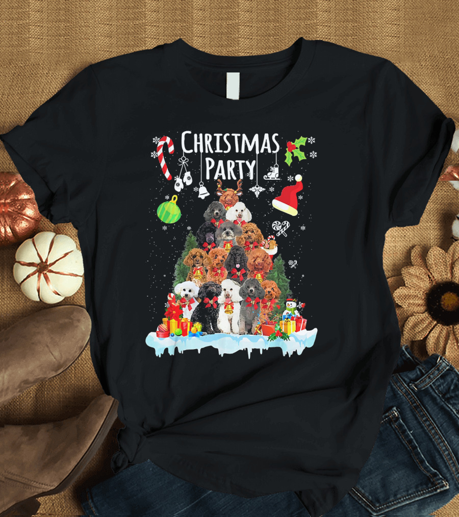 Christmas Party Poodle Funny Xmas Dog Co Holiday T-Shirt