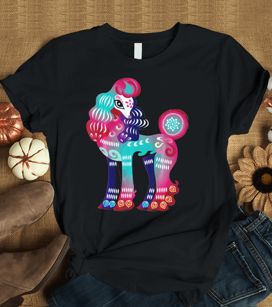 Poodle Funny Poodle Color Silhouette Art Fashion T-Shirt