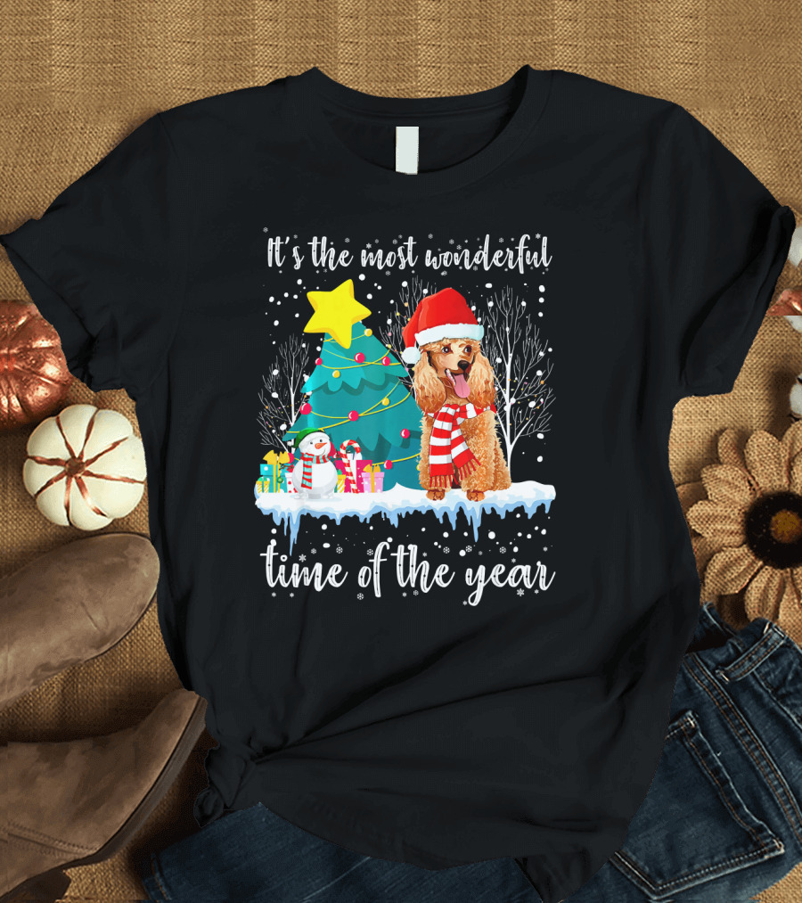 It's The Most Wonderful Time of the Year Christmas Poodle Snowman T-Shirt