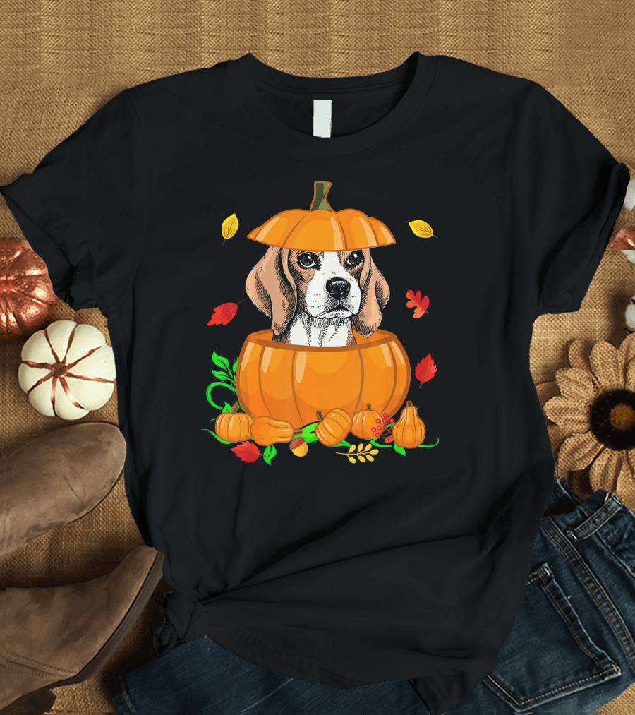 Pumpkin Beagle Funny Lover Autumn Thanks T-Shirt