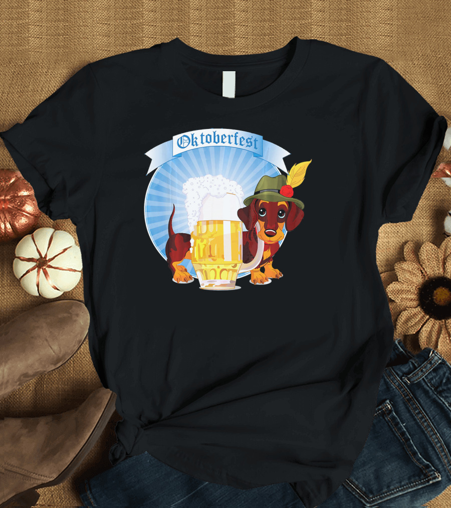 Oktoberfest Dachshund with Beer Mug and Munich Hat Prost T-Shirt