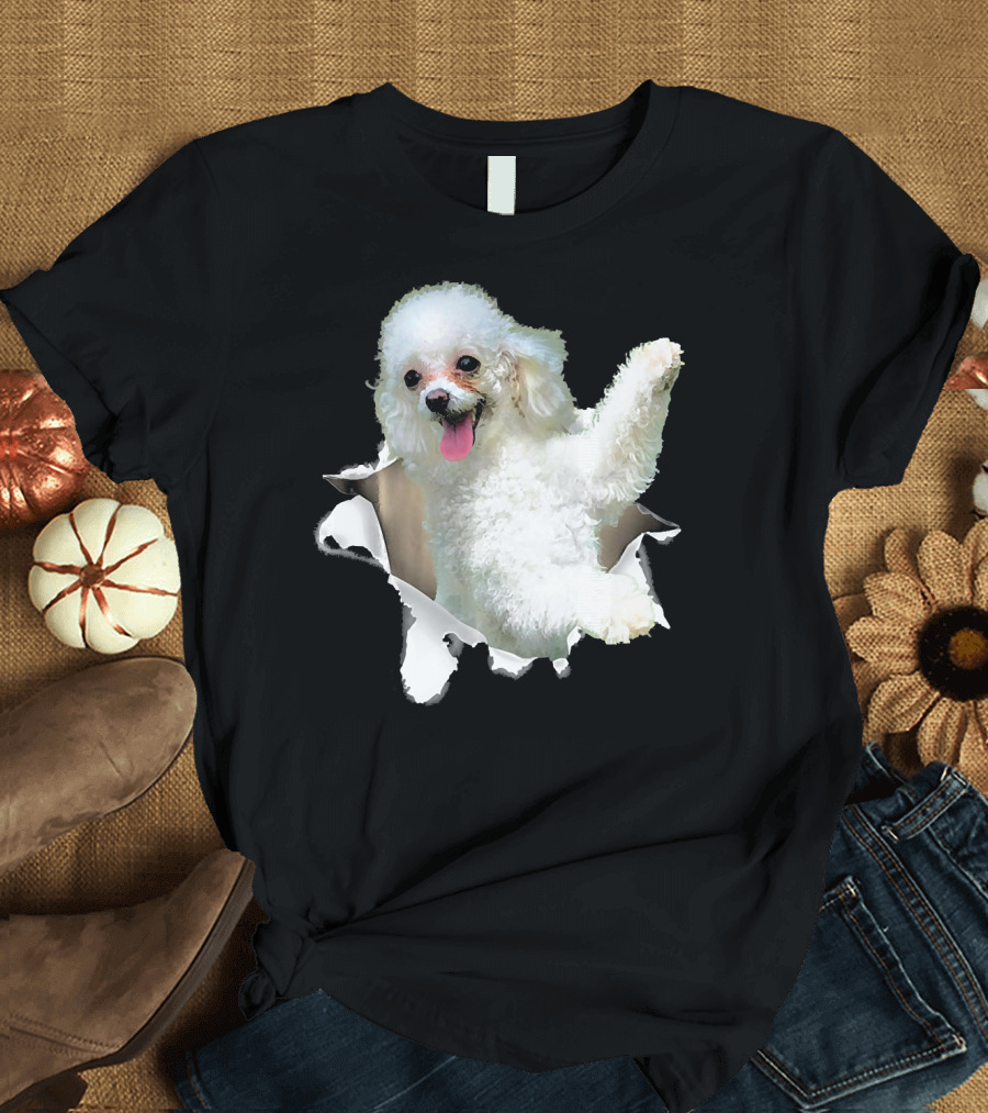 Poodle Dog Torn Inside Hole Mid Expression T-Shirt