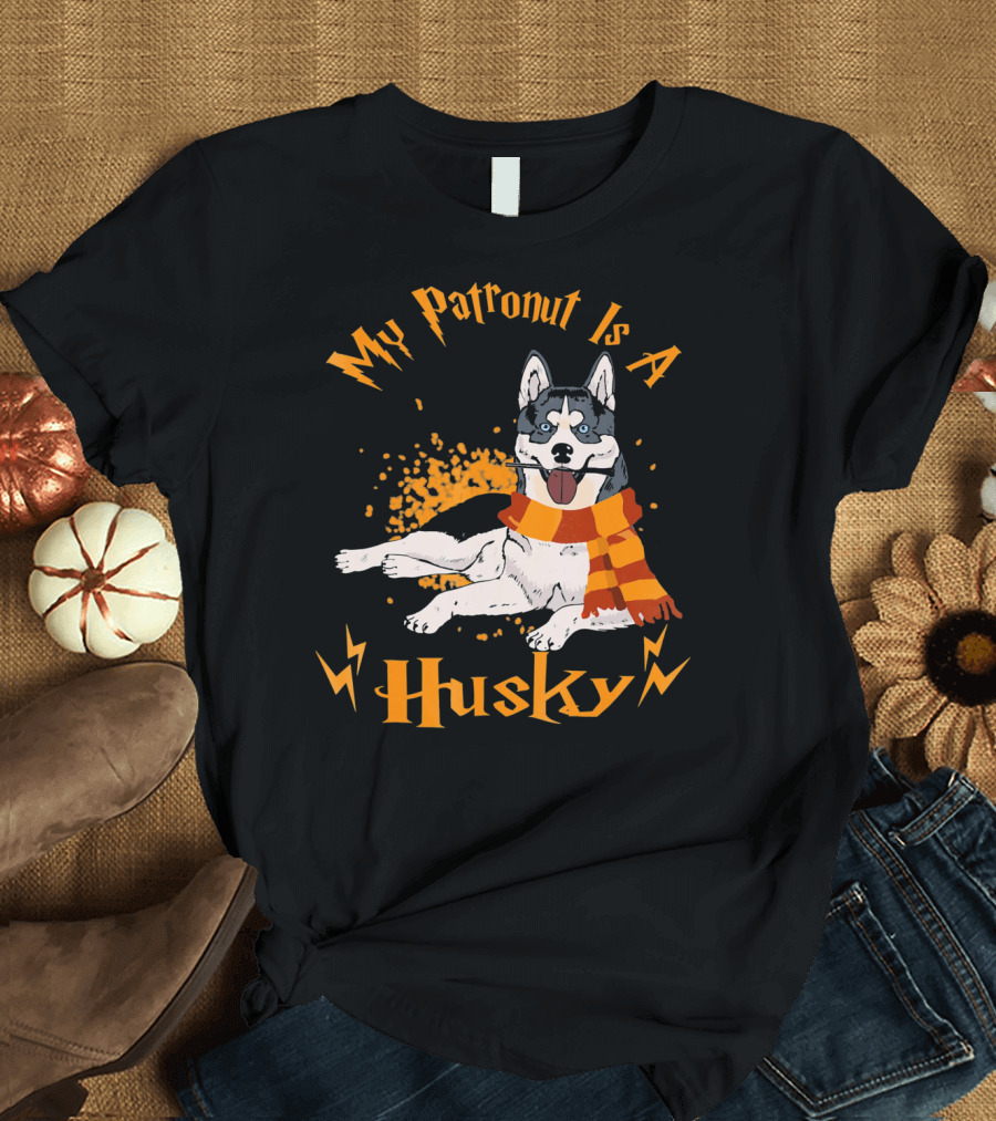 My Patronus Is A Husky Dog with Scarf and Magic Elements T-Shirt