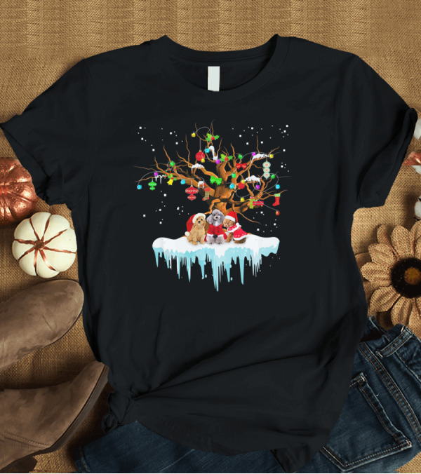 T-Shirt: Poodle Santa Hat Christmas Tree Snow Love Festive Dogs Winter Scene T-Shirt Poodle Santa Hat Christmas Tree Snow Love Festive Dogs Winter Scene T-Shirt