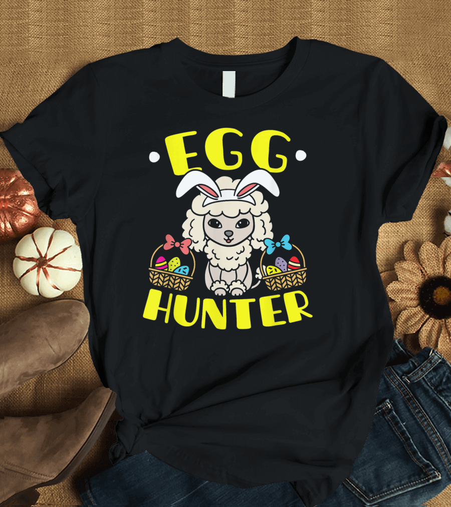 Poodle Bunny Ears Easter Egg Hunter T-Shirt