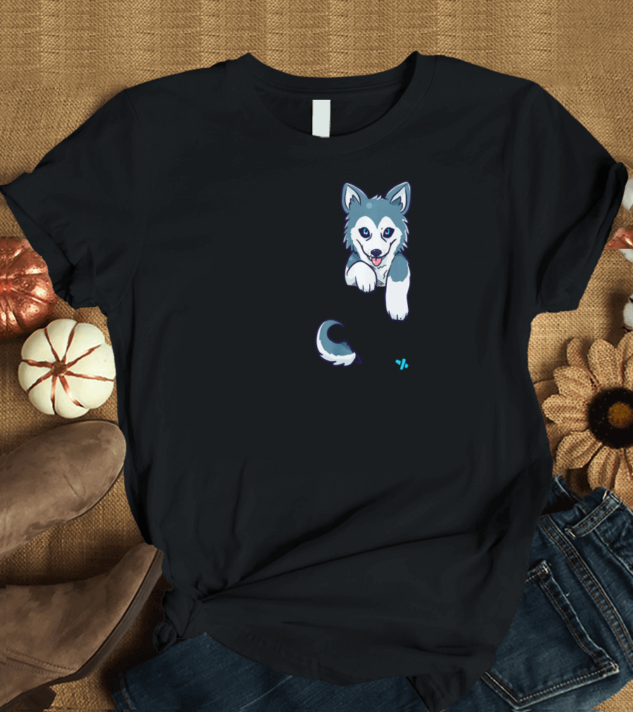 Pocket Cute Siberian Husky Paws Peeking Out T-Shirt