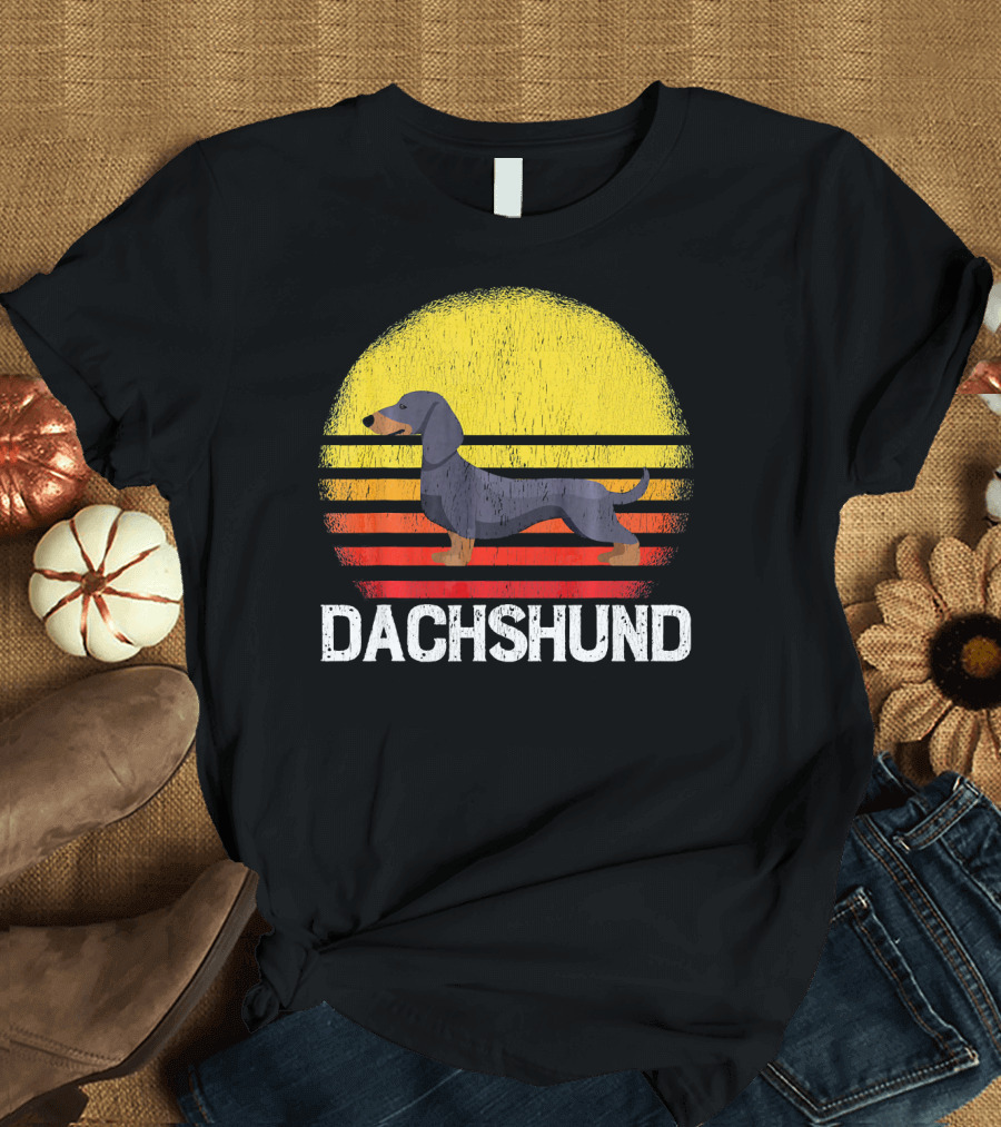 Dachshund Vintage Doxie Dog Retro 70s T-Shirt