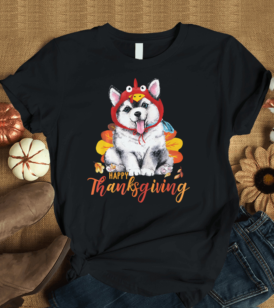 Siberian Husky Happy Thanksgiving Turkey Costume T-Shirt