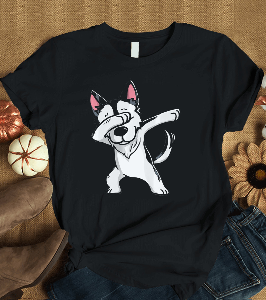 Siberian Husky Kids Dabbing Funny Husky T-Shirt