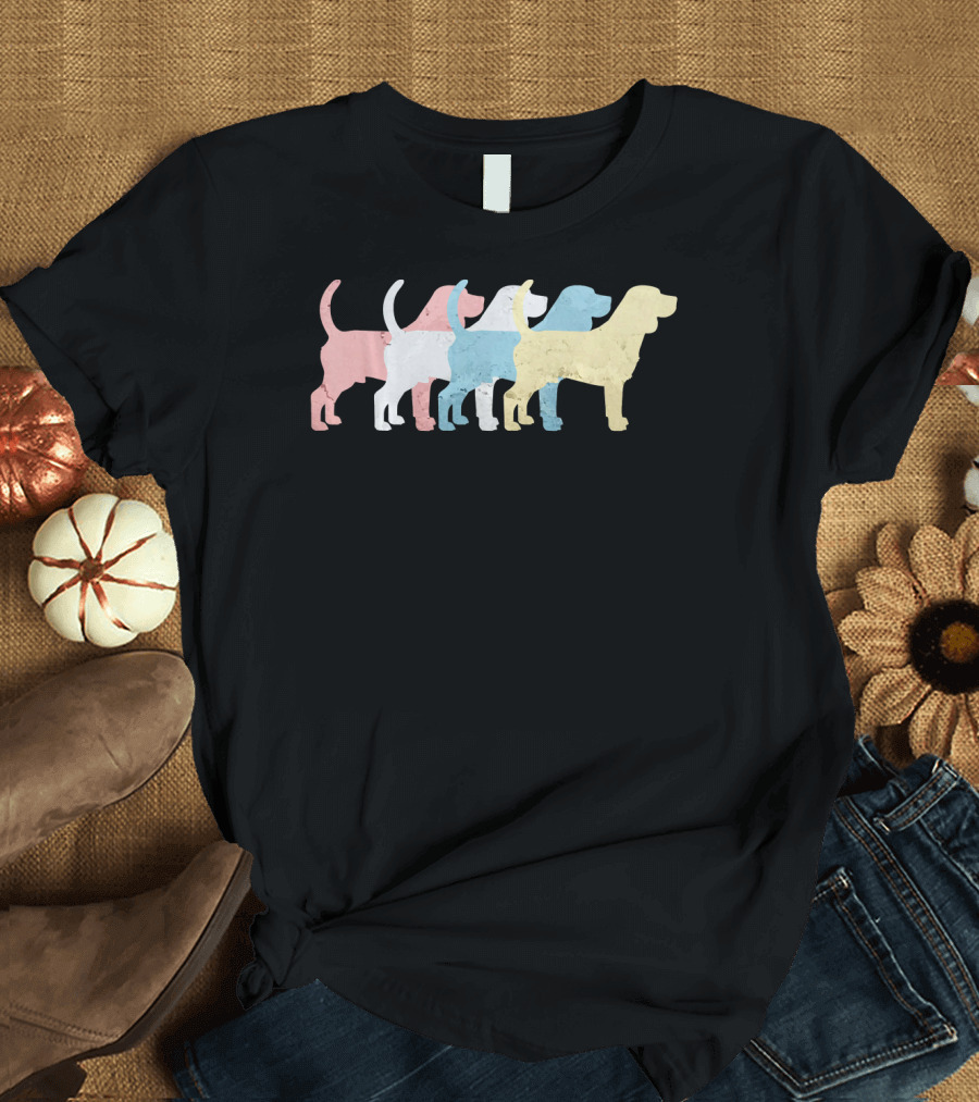 Vintage Retro Beagle Silhouettes Funny Dog Lovers T-Shirt